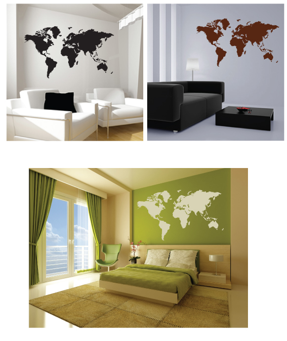 Large world map wall sticker Large world map wall sticker