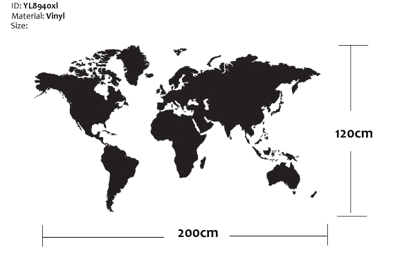 Large world map wall sticker Large world map wall sticker