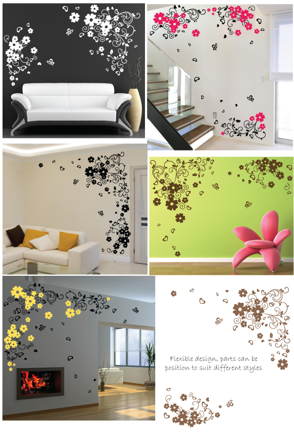 Flowers and Hearts Wall Stickers Flowers and Hearts Wall Stickers