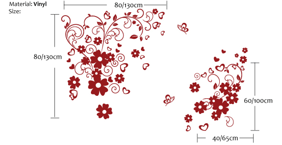 Flowers and Hearts Wall Stickers Flowers and Hearts Wall Stickers