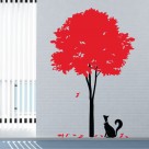 Stylish Tree and Cat Wall Sticker